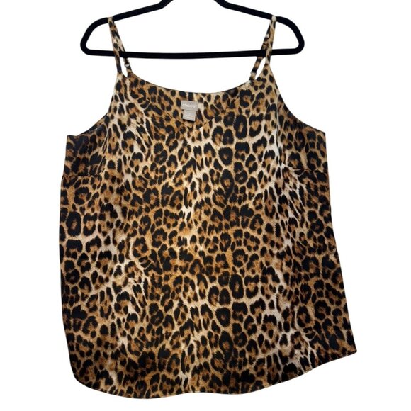 Chicos Womens Sleeveless Going Out Cami Top Blouse Size 12/14 Leopard Print - Picture 1 of 11